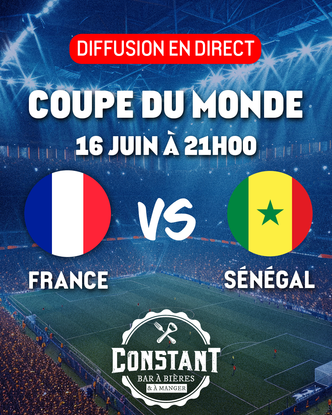 France VS sénégal – 16 juin à 21h